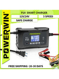 Powerwin P20 12V/24V 20A Automatic Battery Charger for Car, Truck,